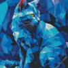 Geometric Blue Cat Art Diamond Painting