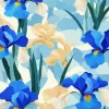 Illustration Blue Iris Diamond Painting