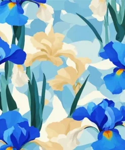 Illustration Blue Iris Diamond Painting