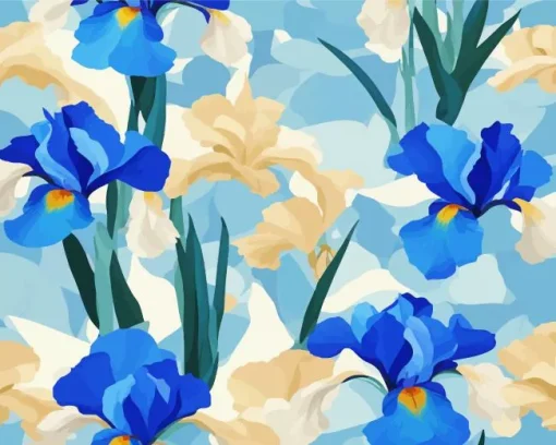 Illustration Blue Iris Diamond Painting