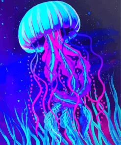 Neon Blue And Pink Jellyfish Diamond Painting