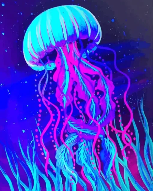 Neon Blue And Pink Jellyfish Diamond Painting