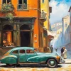 Old Blue Car Diamond Painting