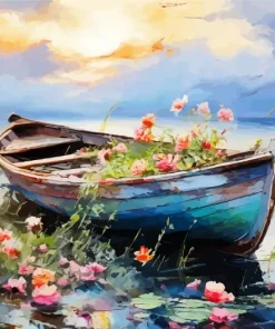 Old Blue Boat Diamond Painting