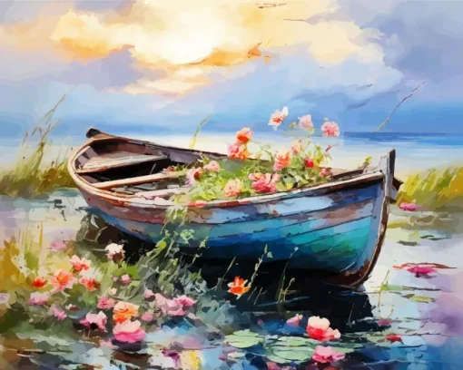 Old Blue Boat Diamond Painting