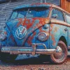 Old Blue Mini Van Diamond Painting