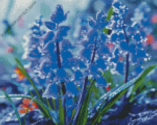 Water Drops On Bluebells Diamond Painting