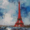 Aestehtic Eiffel Tower In Red Diamond Painting