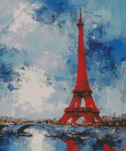 Aestehtic Eiffel Tower In Red Diamond Painting