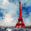 Aestehtic Eiffel Tower In Red Diamond Painting