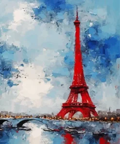 Aestehtic Eiffel Tower In Red Diamond Painting