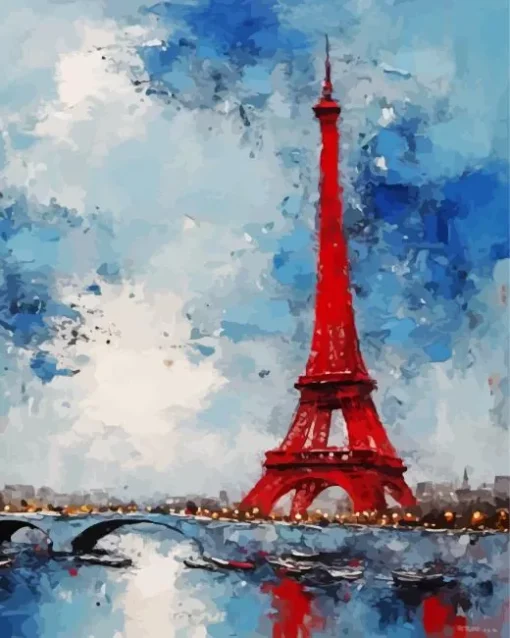 Aestehtic Eiffel Tower In Red Diamond Painting