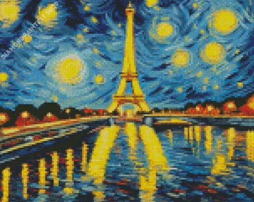 Aesthetic Eiffel Tower Van Gogh Diamond Painting