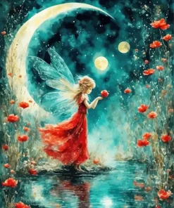 Aesthetic Fairy Moon Art Diamond Painting