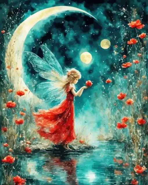 Aesthetic Fairy Moon Art Diamond Painting