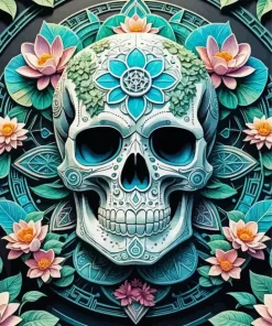 Aesthetic Flower Skull Mandala Diamond Painting