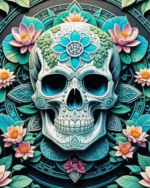 Aesthetic Flower Skull Mandala Diamond Painting