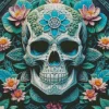 Aesthetic Flower Skull Mandala Diamond Painting