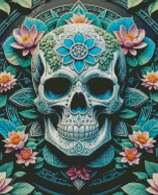 Aesthetic Flower Skull Mandala Diamond Painting