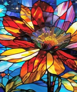 Aesthetic Flower Stained Glass Art Diamond Painting