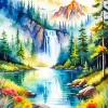 Aesthetic Forest Waterfall Diamond Painting