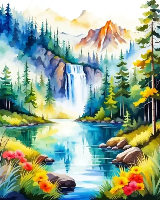 Aesthetic Forest Waterfall Diamond Painting