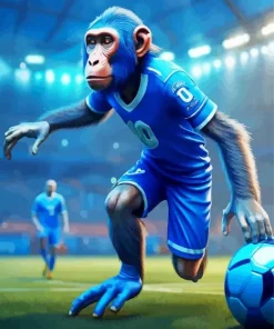 Aesthetic Monkey Playing Football Diamond Painting