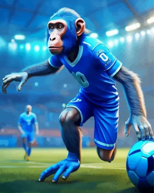 Aesthetic Monkey Playing Football Diamond Painting