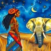 African Elephant And Girl Diamond Painting