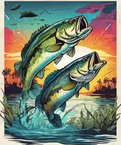 Bass Jumping Out Of Water Diamond Painting