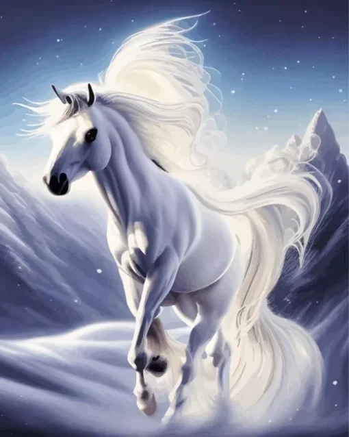 Beautiful White Stallion Diamond Painting