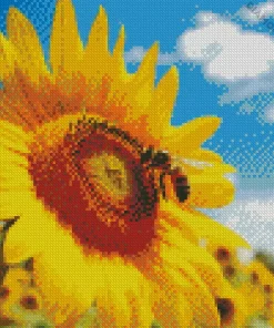 Bee On Sunflower Diamond Painting