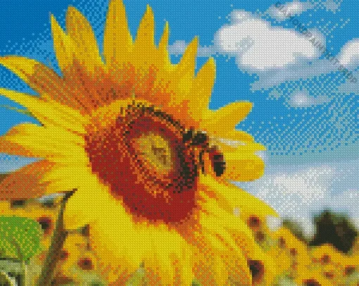 Bee On Sunflower Diamond Painting