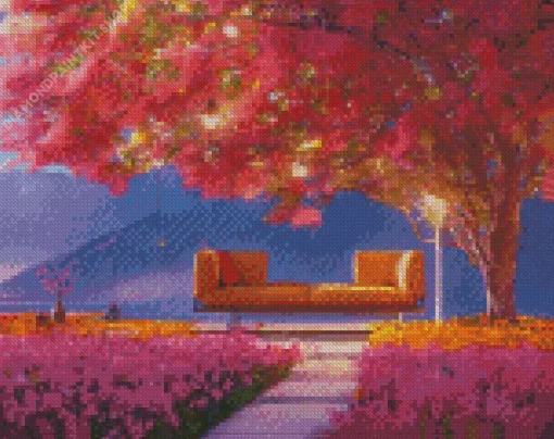 Bench Under A Tree Diamond Painting