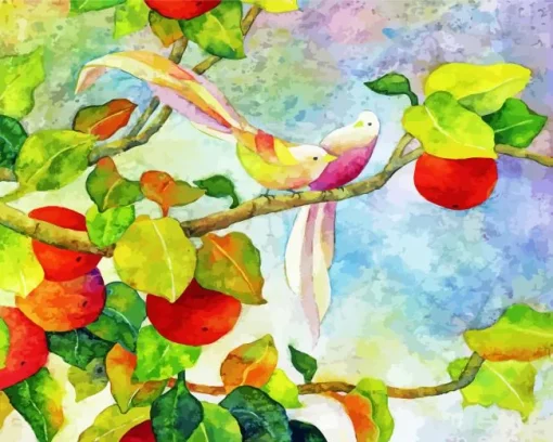 Bird Apple Tree Diamond Painting