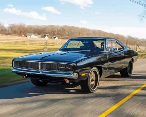 Black 1969 Charger Diamond Painting