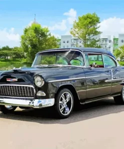 Black 55 Chevy Bel Air Diamond Painting