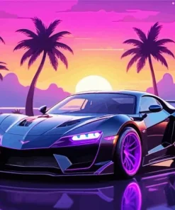 Black And Purple Car Diamond Painting