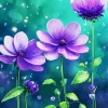 Black And Purple Flowers Diamond Painting