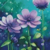 Black And Purple Flowers Diamond Painting