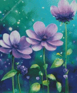 Black And Purple Flowers Diamond Painting