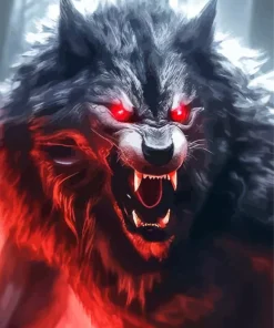 Black And Red Werewolf Diamond Painting