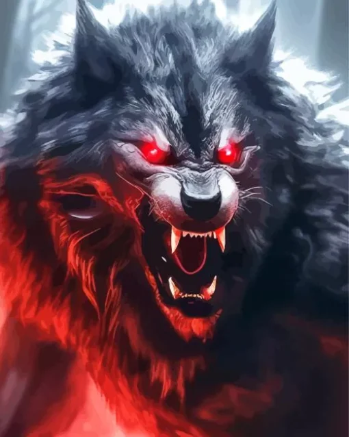 Black And Red Werewolf Diamond Painting