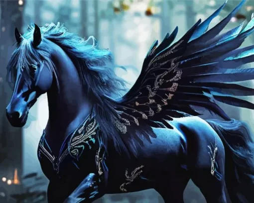 Black Horse With Wings Diamond Painting