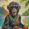 Black Monkey With Sunglasses Diamond Painting