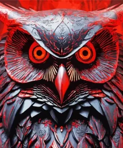 Black Owl With Red Eyes Diamond Painting