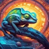 Blue And Green Chameleon Diamond Painting