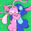 Blue And Pink Stitch Sleeping Diamond Painting