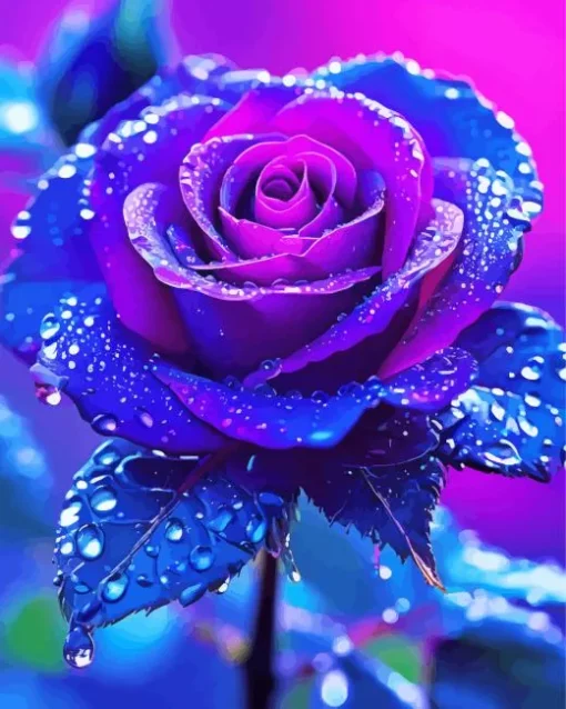 Blue And Purple Rose Diamond Painting