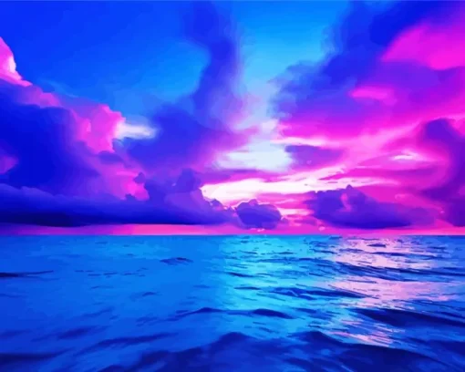 Blue And Purple Sunset Diamond Painting